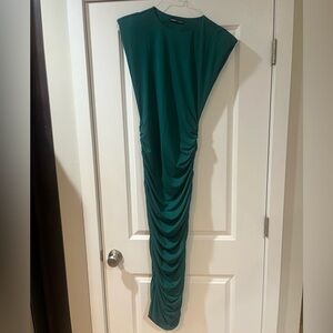 Ruched hunter green dress